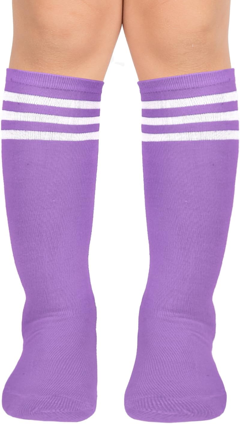 Benefeet Sox Kids Soccer Socks Toddler Knee High Tube Long Socks Soft for Girls Three Stripes Youth Cotton Soccer Socks - Image 1